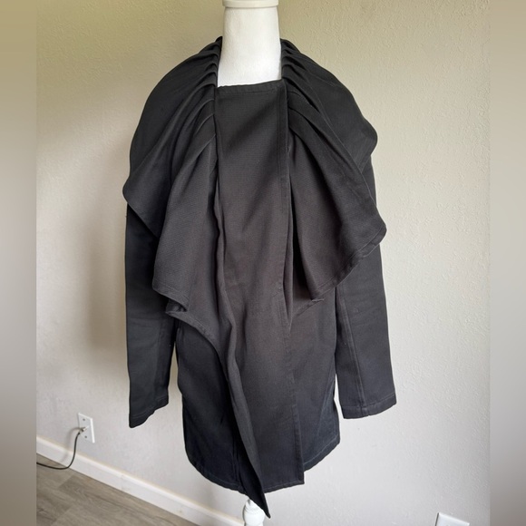 Charles Chang Lima Black Silk Cotton Double Breasted Snap Button Blazer Womens 6 - Picture 1 of 8